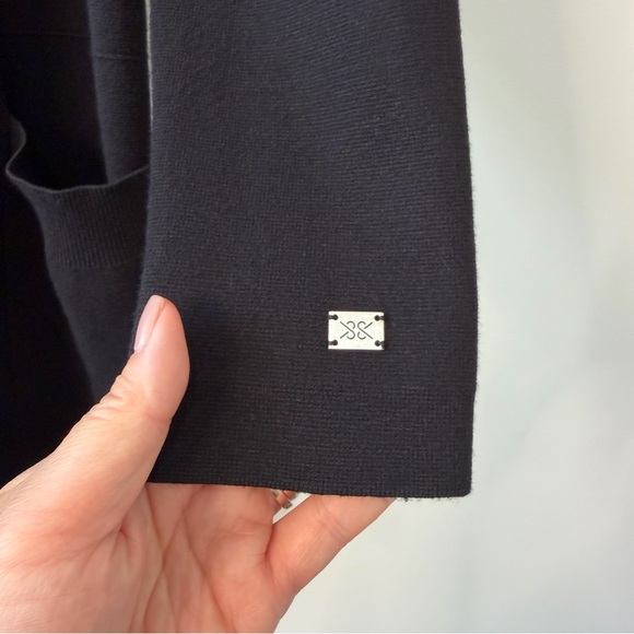 Soia & Kyo Benela Knee-Length Coatigan w/ Lapels Black Open-Front Cardigan Sz S - Picture 9 of 15
